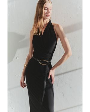 Trendyol Limited Edition – Schwarzes, Zweireihiges Midi-Strickkleid Mit V-Ausschnitt Für Damen