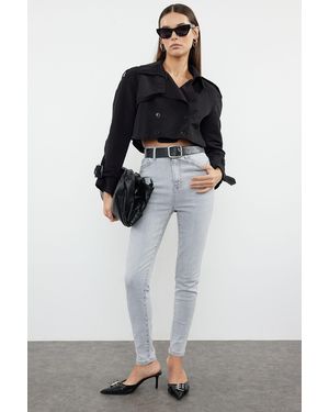 Trendyol Hohe Taille Lycra Skinny Jeans - Grau