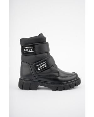 MUGGO Smarty Garantiert Fleece-Innenseite, Thermo-Kinderstiefel Mit Rutschfester Sohle Und Klettverschluss - Schwarz