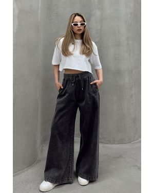 Olcay Lockere, Weiche Denim-Hose Mit Elastischem Bund, Anthrazit Für Damen - Grau