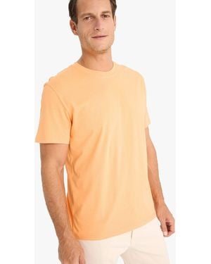 Defacto 100 Baumwolle Neues Basic-T-Shirt Mit Rundhalsausschnitt Und Normaler Passform, Einfarbig, Kurzärmelig V7699Az25Sp Für Herren - Orange