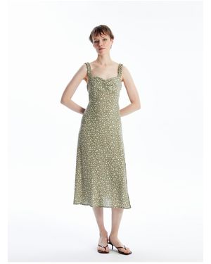 LC Waikiki Kleid Mit Herzförmigem Ausschnitt Und Blumenmuster Für Damen - Weiß