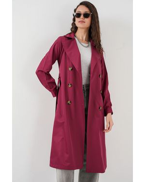 Bigdart 5853 Trenchcoat Mit Zweireihigem Kragen – Weinrot Für Damen