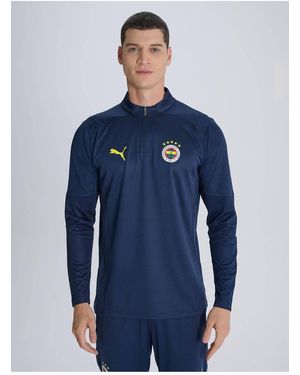 PUMA Fenerbahce 2024/2025 A Team Marineblau Fußballspieler Hälfte Reißverschluss Sweatshirt Für Herren