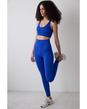 Penti Saks Blaue, Nahtlose, Knöchellange Leggings Mit Hoher Taille Und Kontrast Für Damen