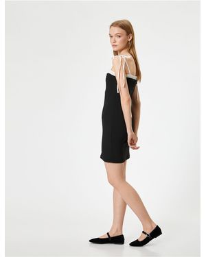Koton Schmal Geschnittenes Minikleid Mit Seilriemen Und Schleife Für Damen - Weiß