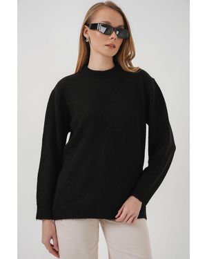 Bigdart 15895 Übergroßer, Schlichter, Schwarzer Strickpullover Für Damen