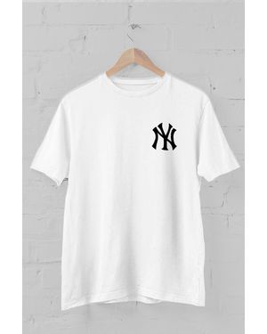 B.l.a.h Weißes T-Shirt Mit Rundhalsausschnitt Und Wappen Der New York Yankees Für Herren
