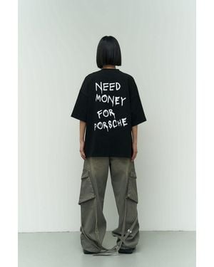 MAİ COLLECTİON Need Money Schwarzes Oversize-T-Shirt Für Damen