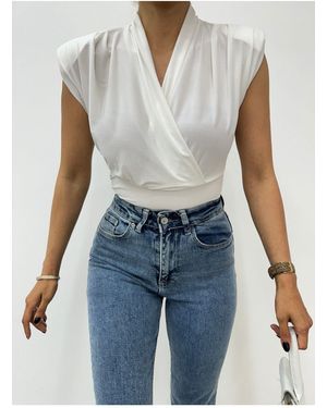 Modamorfo Zweireihige Sandy-Bluse Mit Nullärmeln – Für Damen - Blau