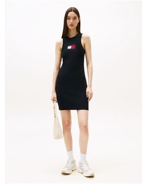Tommy Hilfiger Tjw Flag Sweater Minikleid Ext Für Damen - Schwarz