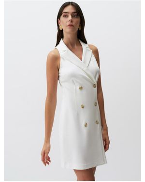 Jimmy Key Weißes Ärmelloses Minikleid Mit Zweireihigem Kragen Für Damen