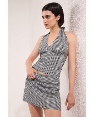 Trendyol Schwarzer Pöti Square Mini Shorts Stretch Strickrock Für Damen