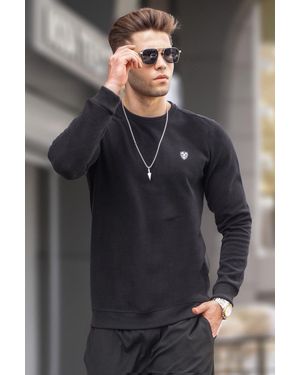 Madmext Schwarzes Basic-Sweatshirt Mit Normaler Passform Und Rundhalsausschnitt Für Herren - Grau