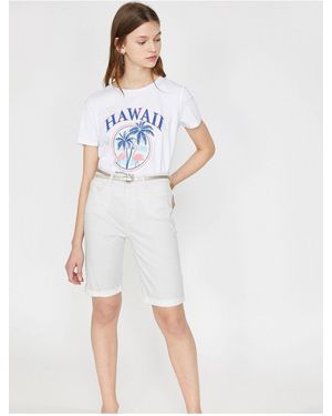 Koton Shorts Mit Taschendetails Für Damen - Weiß