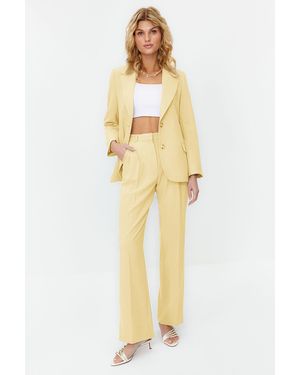 Trendyol Gelbe, Gerade Geschnittene, Plissierte Hose