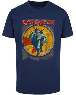 Merchcode Powerslave Mummy Circle Zerrissenes Papier T-Shirt Für Herren - Blau