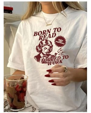 uyguntarz Übergroßes T-Shirt Mit „Born To Reat“-Aufdruck - Pink
