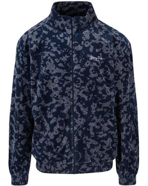 Sean John Jm231-011-01 Sj Script Logo Floral Camouflage Velours Trainingsjacke Für Herren - Blau
