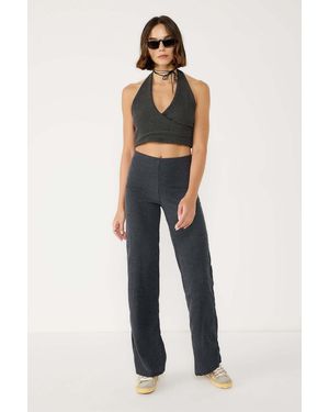 No Matter What Textured High Waist Flare Trousers Für Damen - Blau
