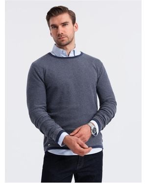 Ombre Strickpullover Mit Strukturierten Punkten Marineblau V1 L Für Herren