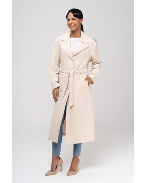 Olcay Epaulet Detaillierte Wasserabweisende Funktion Ungefüttert Trenchcoat Für Damen - Natur
