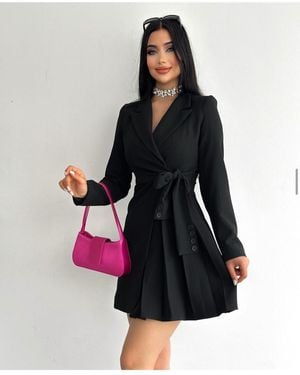 ZF BUTİK Jackenkleid Mit Seitlichen Falten Und Knöpfen Für Damen - Schwarz