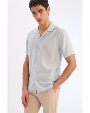 Defacto Modern Fit Sommer-Polokragen Basic Plain Kurzarmhemden Für Herren - Weiß