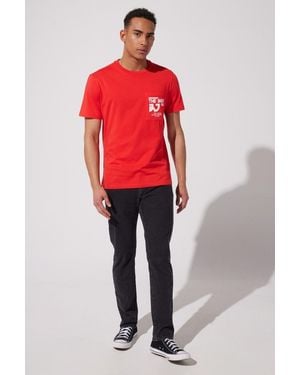 Lee Jeans Rotes T-Shirt Mit Rundhalsausschnitt Und Normaler Passform Aus 100 Baumwolle Für Herren