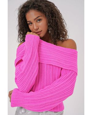 Bigdart 15908 Strickpullover Mit Offenen Schultern - Pink
