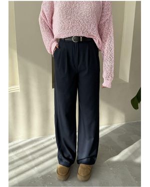 Laluvia Marineblaue Palazzo-Hose Mit Idole-Gürtel-3510 Für Damen