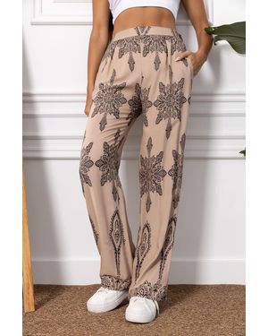 armonika Nerzgemusterte Hose Mit Weitem Bein Für Damen - Braun
