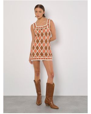 Apricot Diamant-Häkelkleid Für Damen - Weiß