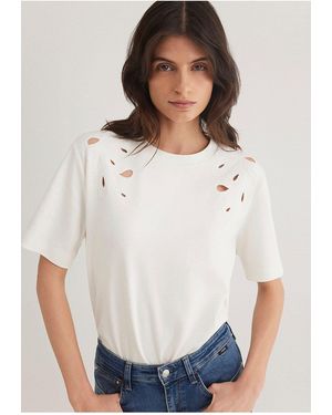Mavi T-Shirt Mit Spitzendetail, Reguläre Passform -70057 Für Damen - Weiß
