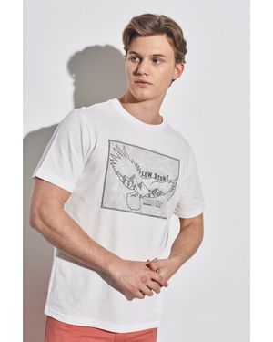 Wrangler T-Shirt Mit Rundhalsausschnitt, 100 Baumwolle, Reguläre Passform, Gebrochenes Für Herren - Weiß