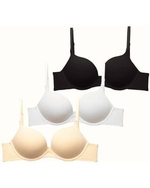 C&City 3Er-Pack Weich Bedeckter Doppel-Push-Up-Bh C37030 – /Weiß/Haut Für Damen - Schwarz