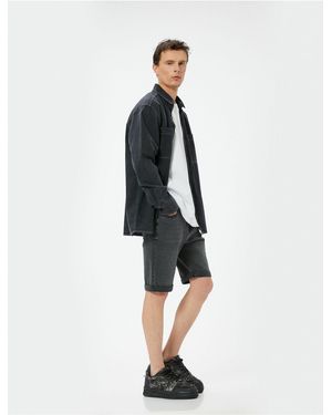 Koton Slim-Fit-Jeansshorts – 5 Taschen Und Knöpfe Für Herren - Weiß