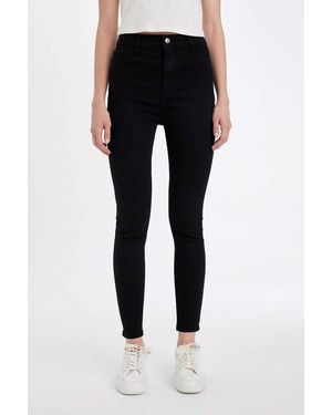 Defacto Knöchellange Jeanshose Mit Hoher Taille C8545Ax24Wn Für Damen - Schwarz