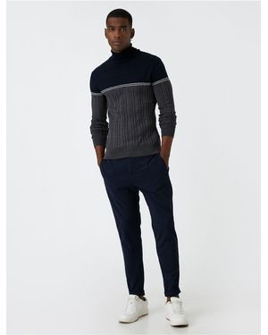 Koton Rollkragen-Strickpullover - Blau