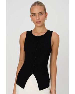 Madmext Schwarze Gestrickte Weste Mit Null-Manschettenknöpfen Mg2102 Für Damen