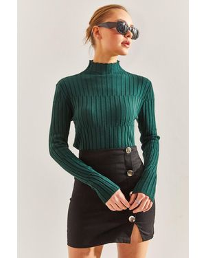 Bianco Lucci Rollkragenpullover Für Damen - Grün