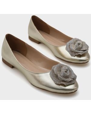 Capone Outfitters Ballerinas Mit Runder Zehenpartie Und Blumenmuster Für Damen - Weiß
