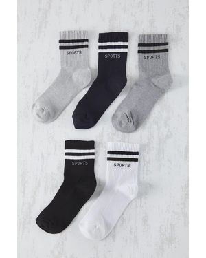 Edit by Trendyol Set Mit 5 Gestreiften -Sportsocken Aus Baumwolle – Farbe - Grau
