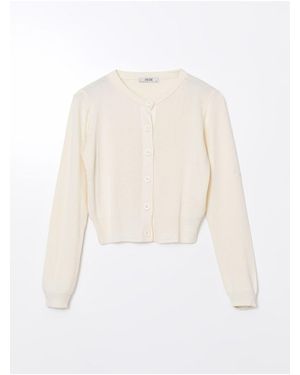 LC Waikiki Xside Strickjacke Mit Rundhalsausschnitt Für Damen - Weiß