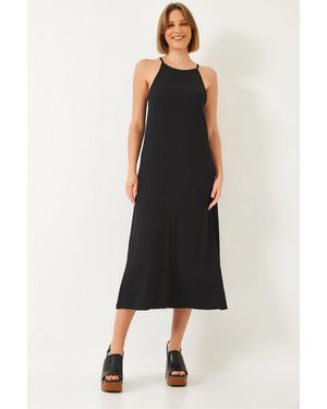 Bianco Lucci Langes Strickkleid Mit Trägern 70243 Für Damen - Schwarz