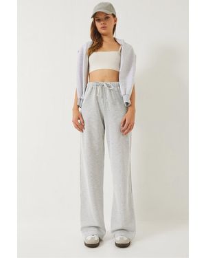 Bianco Lucci Gestreifte Basic-Hose Mit Elastischer Taille Und Taschen Für Damen - Weiß
