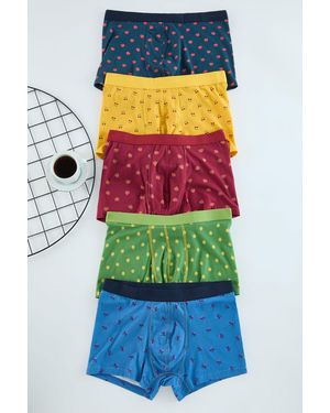Trendyol Mehrfarbige Boxershorts Mit 5 Gemusterten/Flachen Packungen Für Herren