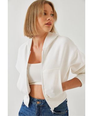 Bianco Lucci Cardigan Mit Kapuze Und Reißverschluss Für Damen - Weiß