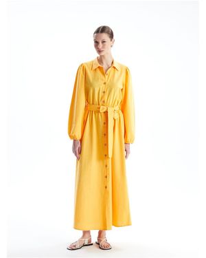 LC Waikiki Langärmliges Hemdblusenkleid - Mettallic