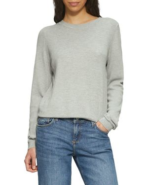 Qs By S.oliver Structured Knitted Sweater – Baumwollviskose Für Damen - Grau